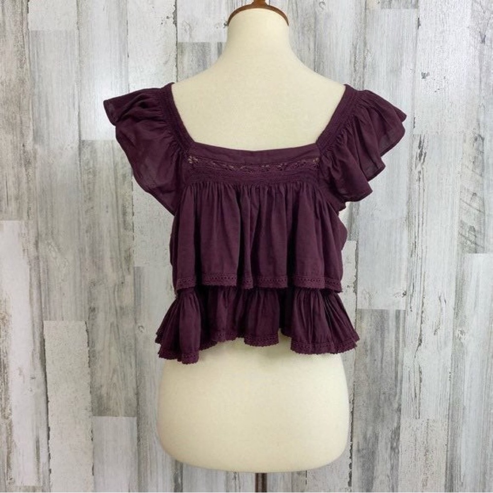 Free People Purple Ruffle Top - Picture 6 of 9